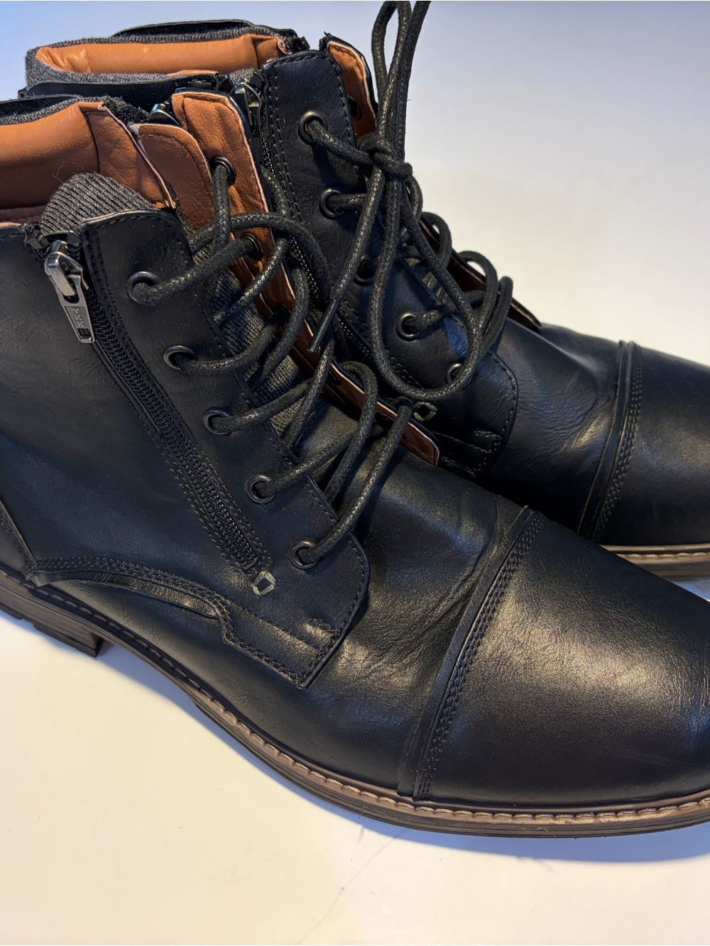 Madden combat Men's Black Lace-Up Leather Ankle Boots